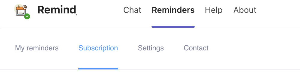 Navigate to the susbcription area in the Reminders tab