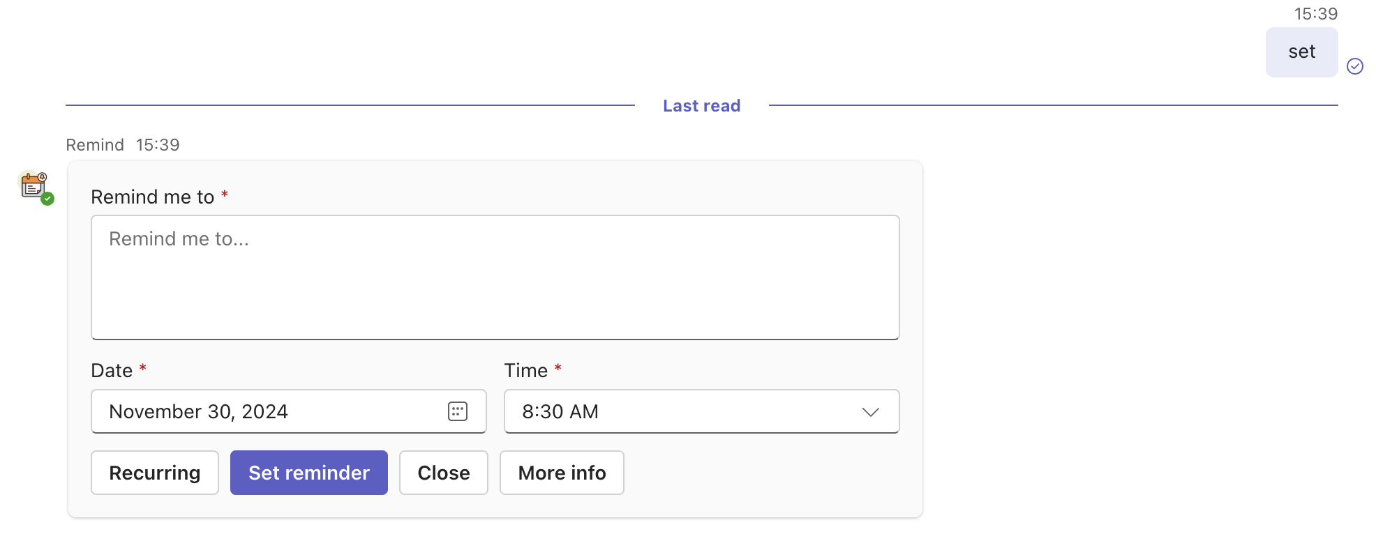 Use the set command to launch a simple scheduling interface