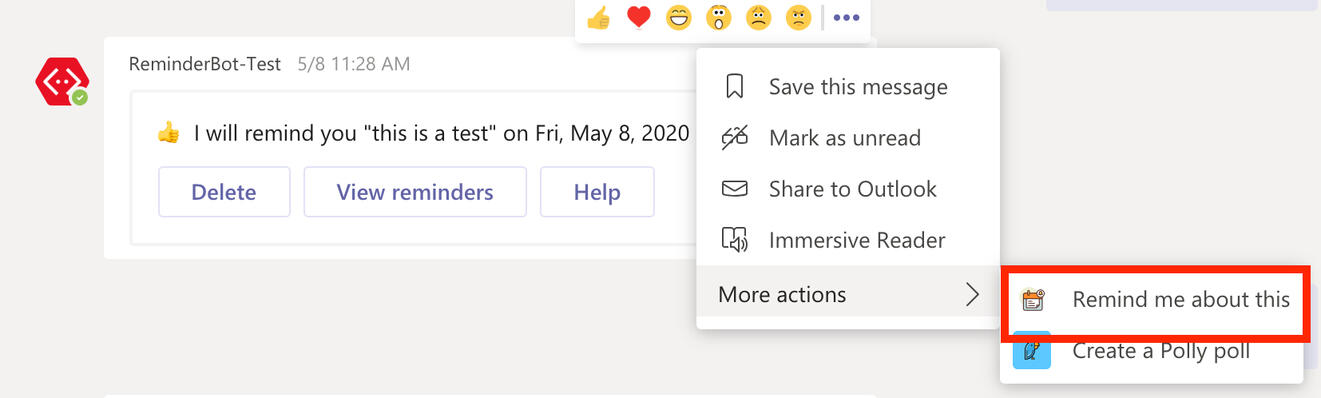 Remind yourself about any Teams message